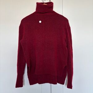 Athleta‎ Burgundy Merino Wool Blend Turtleneck Pullover Sweater Women's XS